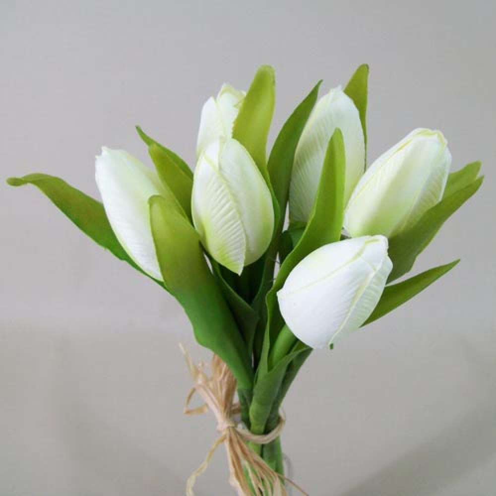 Artificial Tulips Bunch Cream 33cm Artificial Flowers